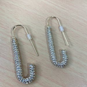 Clear rhinestone gold earring